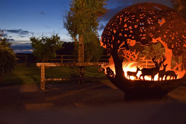 Fireball lit at night